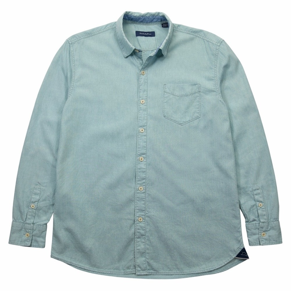 Tommy Bahama Button Down Shirt Men XL Blue Lyocell Cotton Lightweight Soft